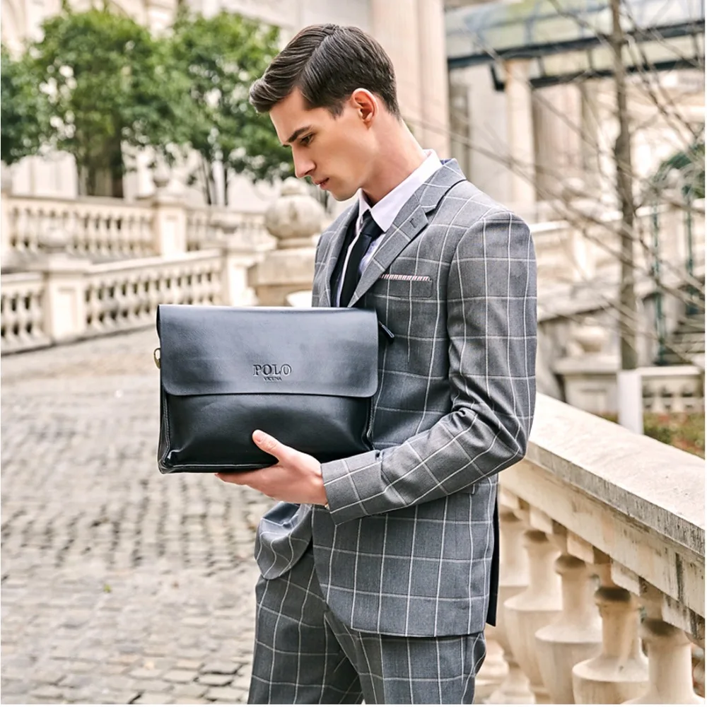 فيكونيا بولو جلد الرجال حقيبة الأعمال عارضة حقيبة ساعي عالية الجودة الرجال العلامة التجارية أسود/براون رجل Crossbody أكياس ل السفر