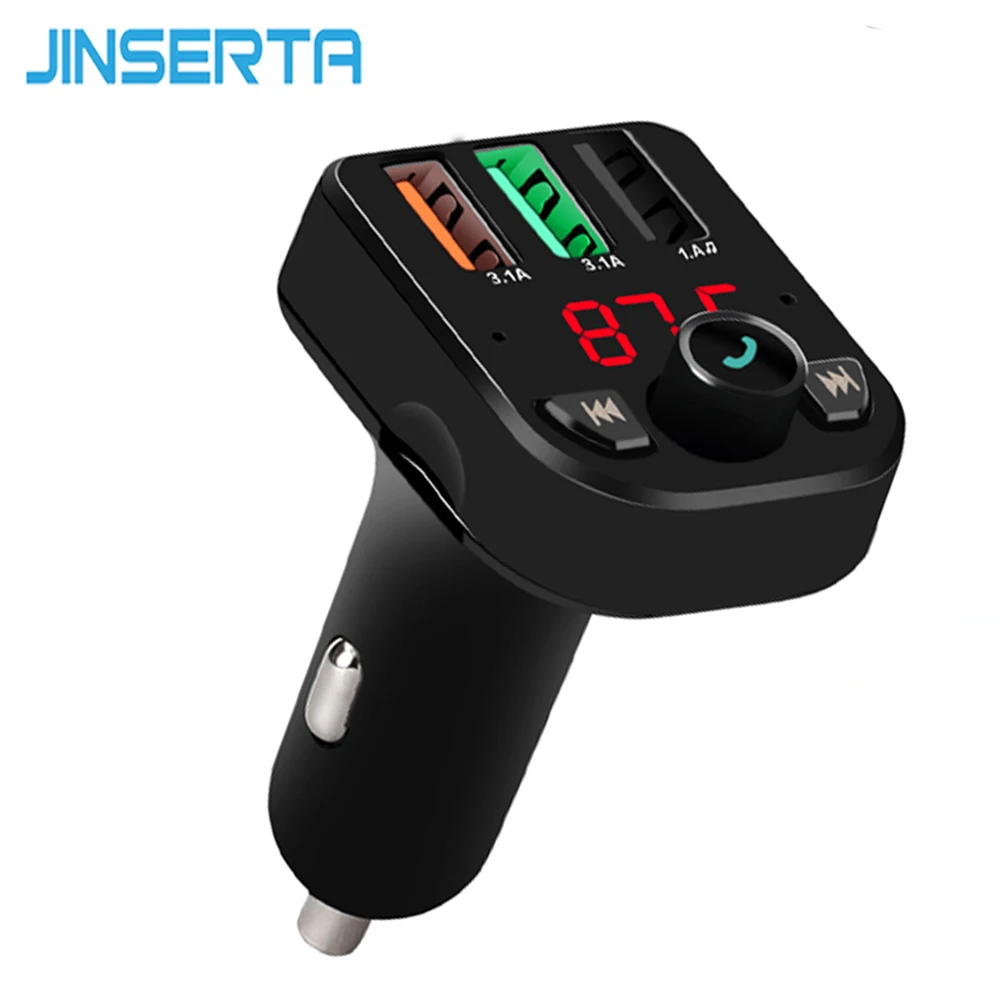 JINSERTA автомобиля Bluetooth FM передатчик 3 Порты usb Зарядное устройство 3.1A модулятор MP3