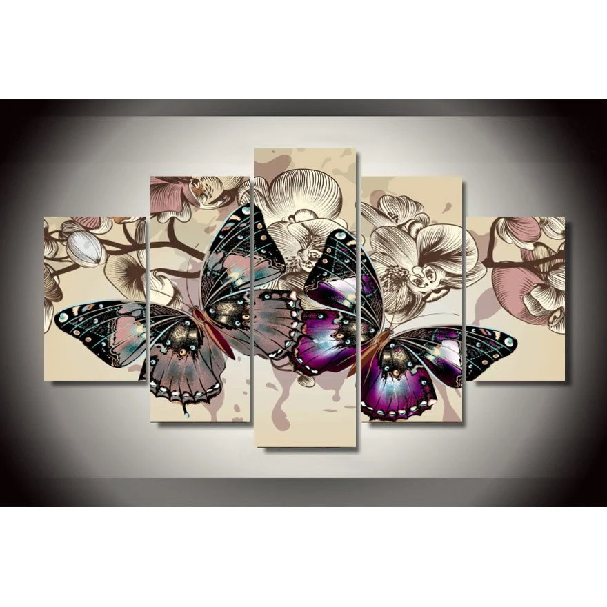 5 Pieces/set Butterflies Wall Art Pictures for Home Decoration abstract