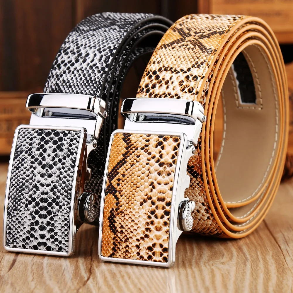 

snake cowhide genuine leather automatic buckle strap 2018new hot ceintures mens belts luxury designer high quality novel cowboy