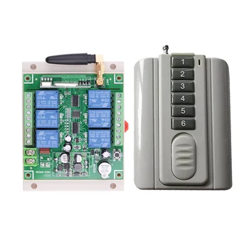 

433MHZ DC 12V-36V 24V 6 CH 10A RF Wireless Remote Control Switch System 12V 6CH Relay Receiver +6 Button Transmitter