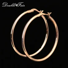 Бренд Double Fair, большие/маленькие круглые серьги-кольца, розовое золото, Модные Винтажные Ювелирные изделия для женщин, горячая Распродажа DFE780