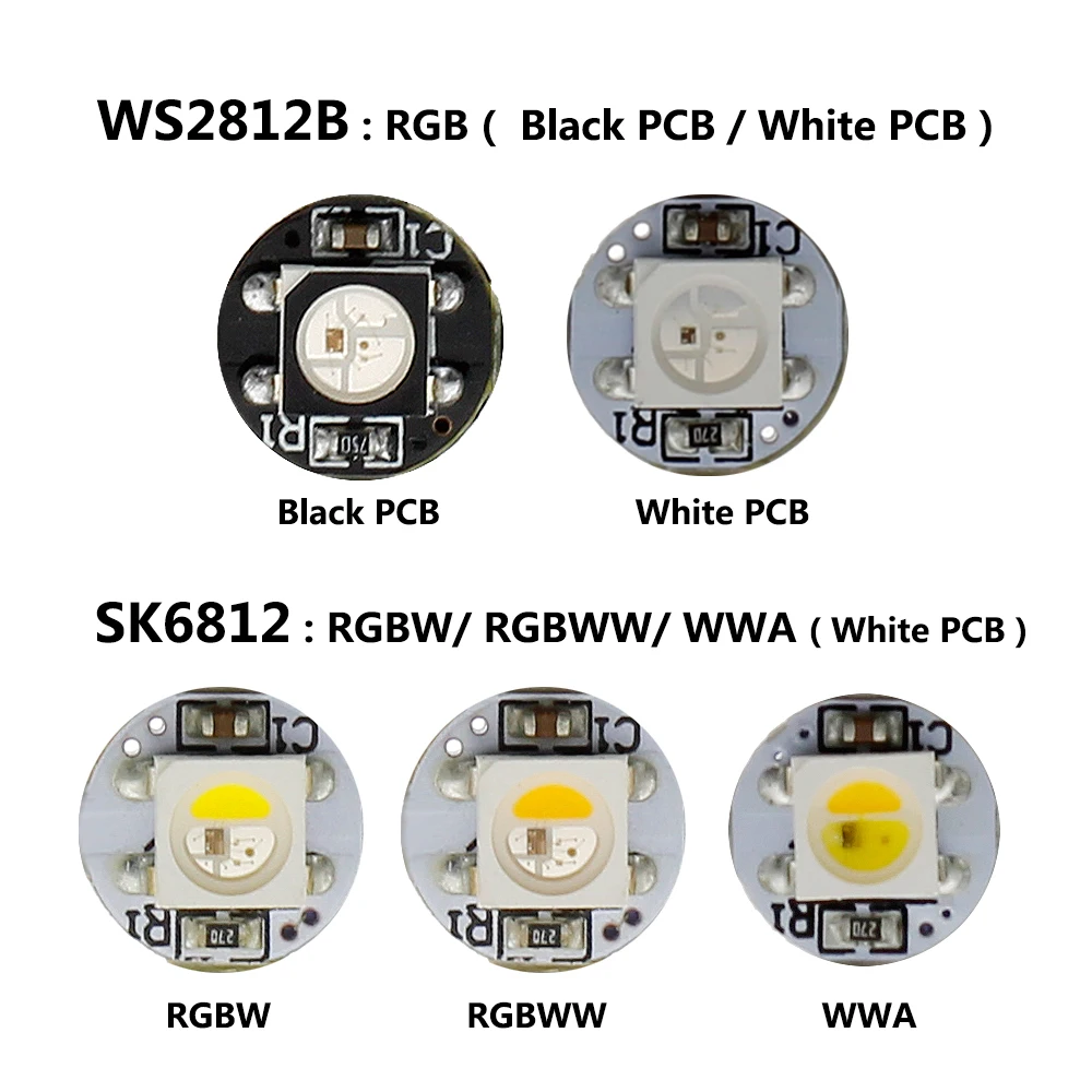 WS2812B SK6812 RGB RGBW RGBWW WWA светодиодный чип с печатной платой радиатора DC5V встроенный IC DIY светодиодный чип 10~ 100 шт