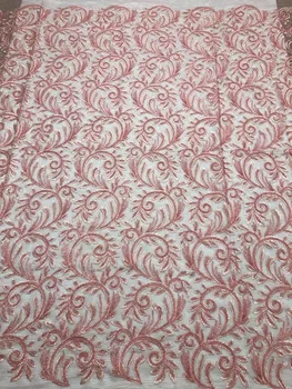 

embroiderd lace fabric Jolin-1.510 with sequins beautiful Nigerian sequins lace fabric for party dress