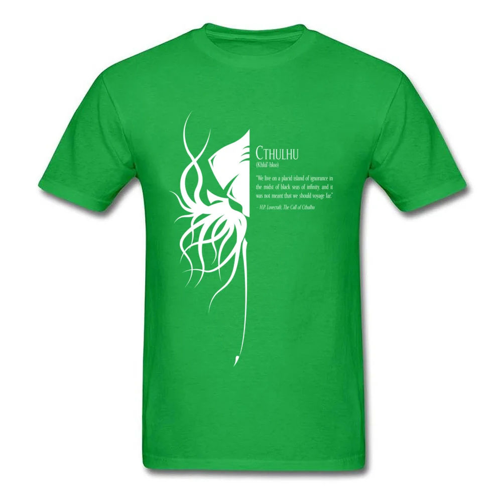 Cthulhu II Cotton Fabric Tshirts for Men Short Sleeve Print Tops Shirts 2018 Newest Mother Day Crew Neck T Shirt Comics Cthulhu II green