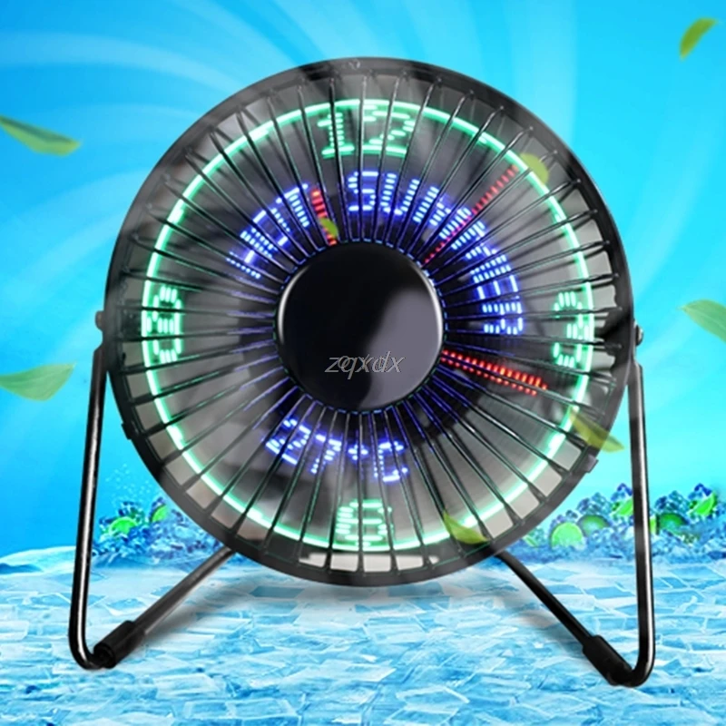 

Desktop USB LED Fan Real Time Temperature Message Cooling Fan For PC Home Office Drop ship