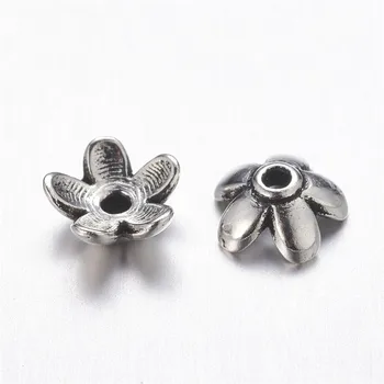 

100pcs 6.5mm Antique Silver Color Zinc Alloy Flower Bead Caps Lead Free Cadmium Free and Nickel Free 6.5x3mm Hole: 1mm