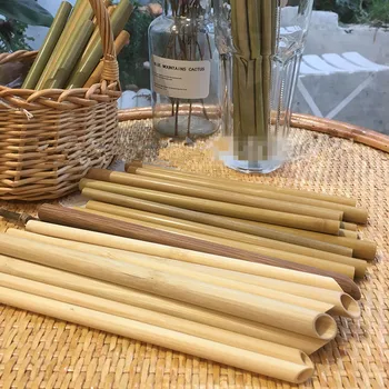 5PCS/Set 20cm Pointed Smoothie Drinking Straw Eco Friendly Reusable Bamboo Straws Big Wide Bubble Milk Tea Drinking Straw Brush 2