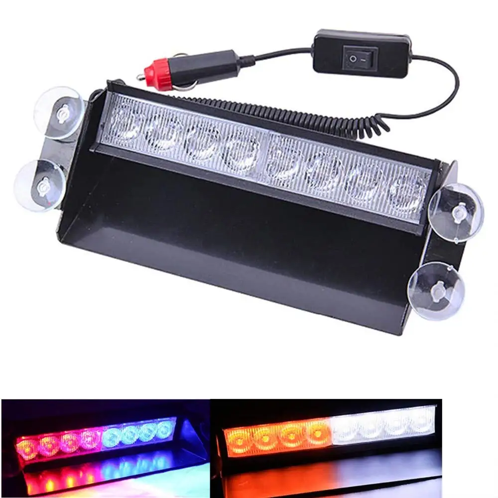 

8 LED Car Strobe Flash Light LED Police Dash Emergency Warning lights 3 Flashing mode car Light Beacon DC12V