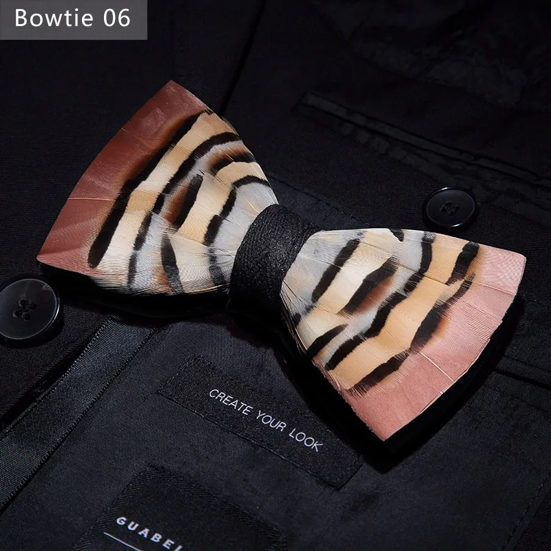 Bowtie 06 JEMYGINS, дизайн, галстук-бабочка, перо, бант, изысканная ручная работа, Мужская брошь для галстука-бабочки, деревянная булавка, подарочный набор, Свадебная вечеринка - Цвет: Bowtie 06
