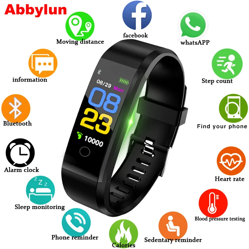 

Abbylun New Waterproof Smart Watch With Heart Rate Monitor Blood/Heart Rate Pedometer Fitness Tracker Smartwatch for Ios Android