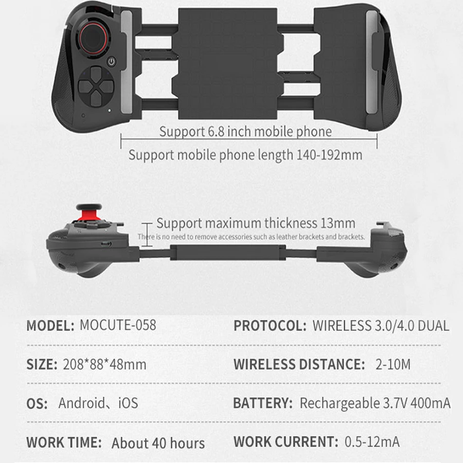 Mocute 058 мобильный геймпад Android джойстик VR Телескопический контроллер игровой коврик игровой геймпад для iPhone джойстик