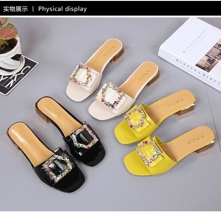 Модные женские туфли без задника; женская брендовая разноцветная обувь с заклепками; женские шлепанцы с открытым носком; пикантные тапочки; BeautyFeet; F90139
