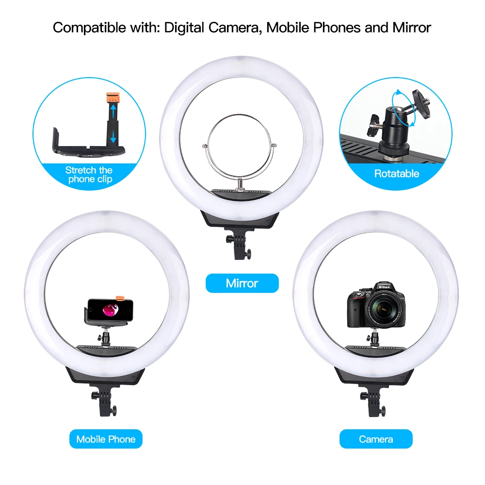  Zomei ZM-16C Dimmable Photography Photo Studio Phone Video 16 inch LED Ring Light Tripod Stand Ring - 33011101425