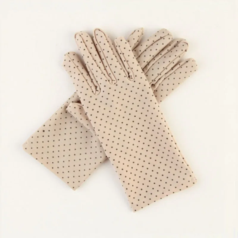 Модные летние женские перчатки и варежки для езды от солнца эластичные женские перчатки в горошек Прямая поставка - Цвет: 6