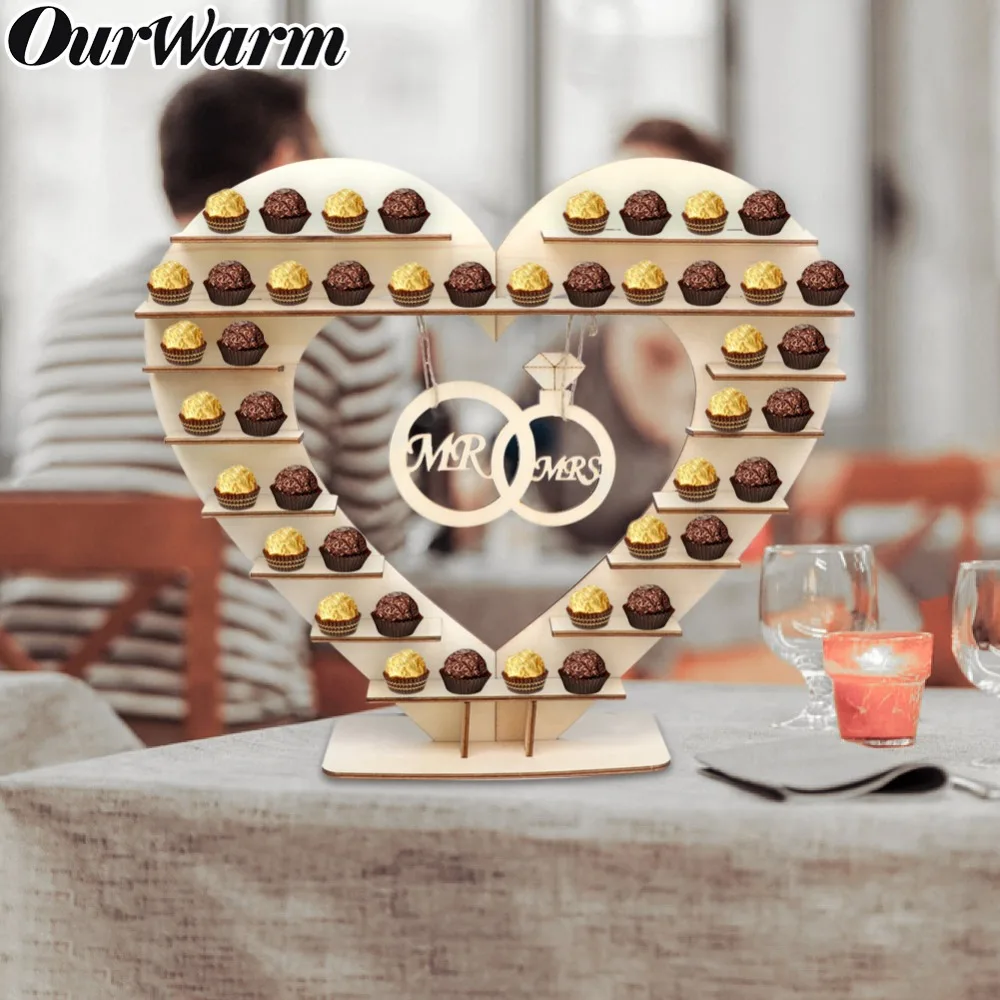 OurWarm Mr and Mrs Свадебный шоколадный Ферреро Rocher стенд конфетный бар деревянная подставка шоколад Ferrero Rocher подставка Конфета