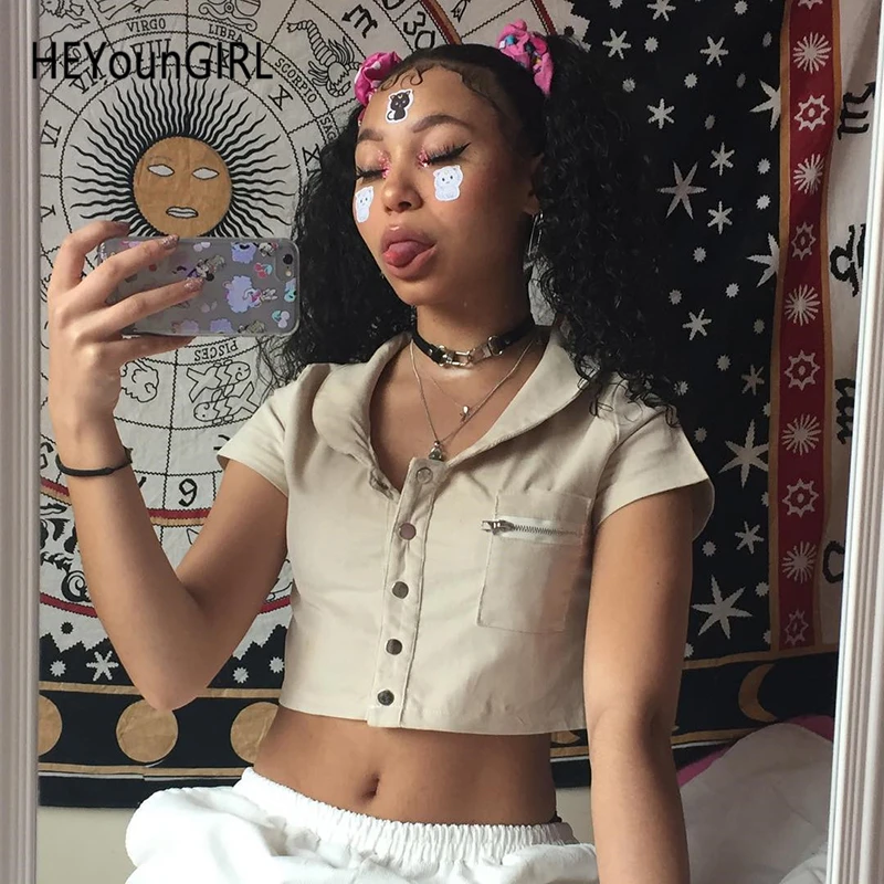 HEYounGIRL милитари V образный вырез сексуальный короткий топ футболка Женская