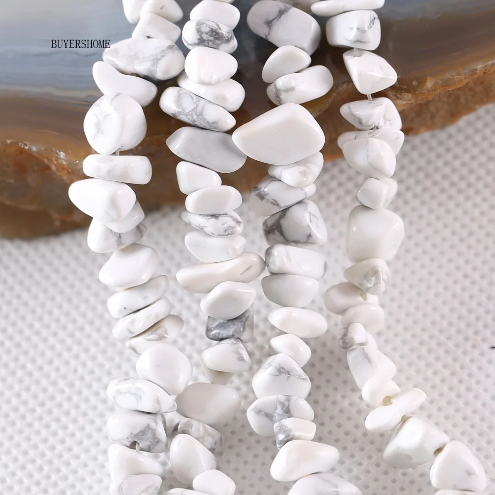 

5-8MM Irregular Shape Freeform Chip Natural Stone Loose Beads White Howlite For Jewelry Making DIY Necklace String 35" S040