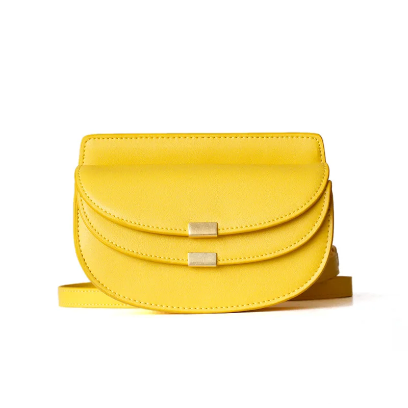 

2019 Spring New Mini Vintage Chain Half Moon Bag Saddle Bag Cow Leather Shoulder Women Bag Small Trend Crossbody Bags for Women