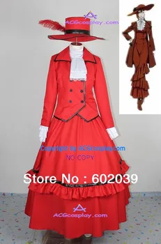 

Kuroshitsuji Black Butler Madam Red Angelina Dalles cosplay costume with feather on hat include petticoat ACGcosplay