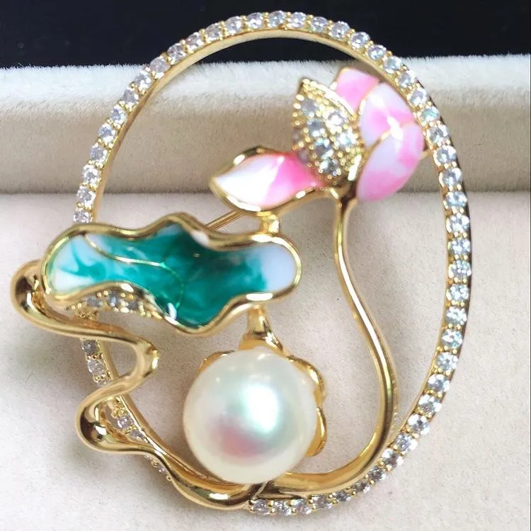 Lotus pond moonlight real freshwater pearl brooches | Украшения и аксессуары