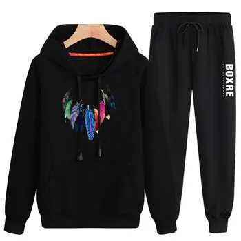 

Hoodies New trousers Spring Autumn Printed Two piece suit Hip Hop Men Fashion Sweatshirts MOOWNUC MWC Casual Loose Youth Men
