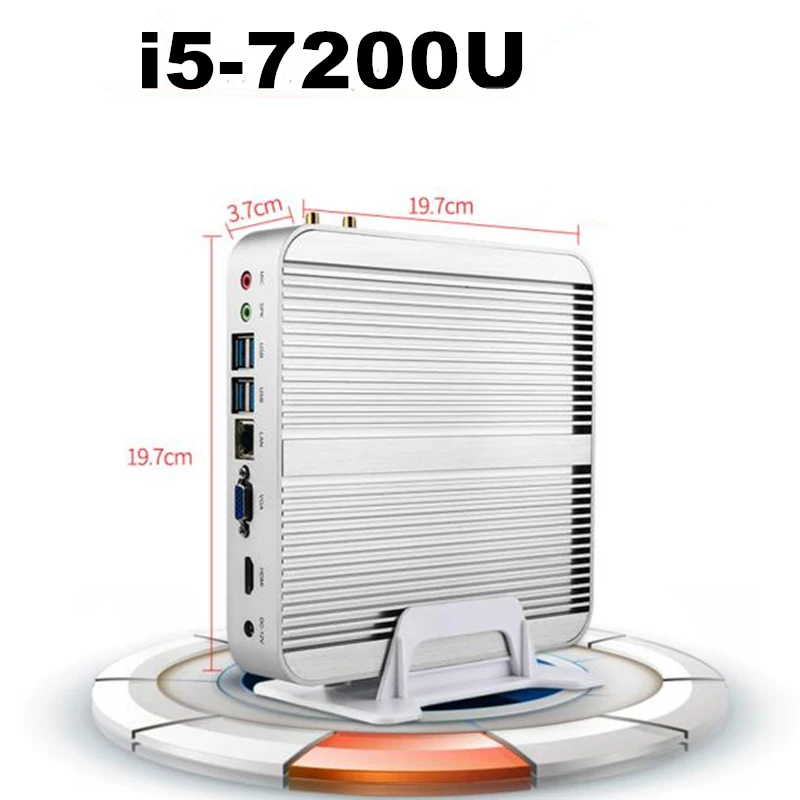 2017 Newly Fanless Nuc Mini Computer Mini PC Windows 10 Core i5 7200U Max 3.1GHz Graphics 620 HDMI+VGA 4K Support touch Screen