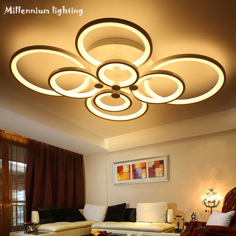 

White chandelier living room bedroom dining room glossy lighting modern LED chandelier lighting remote dimming