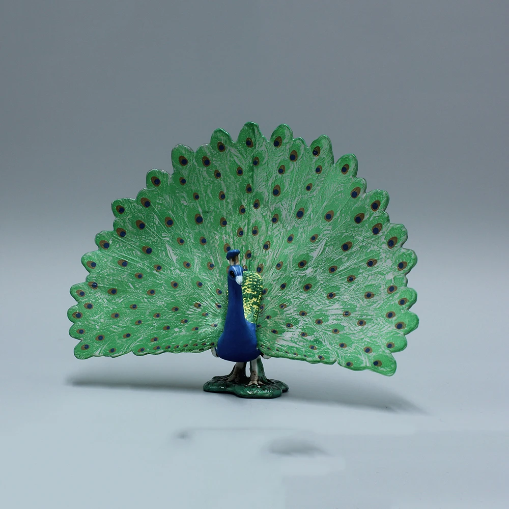 12CM PVC Peacock with Open Screen Bird Models Kids Toys Gifts