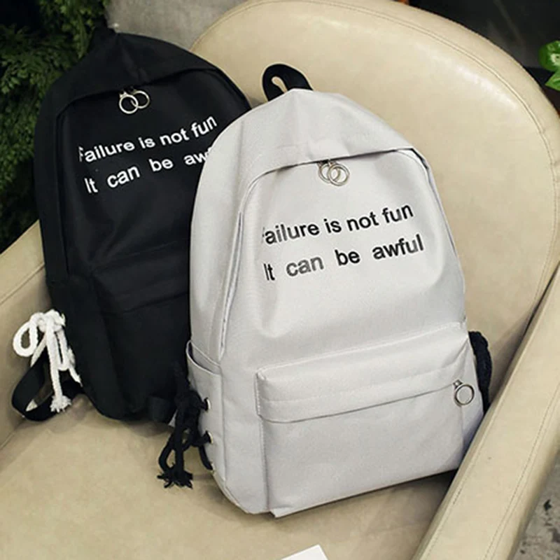 Водостойкий нейлоновый с буквенным принтом женский школьный рюкзак для путешествий Черный Красный Белый Серый рюкзак для девочки