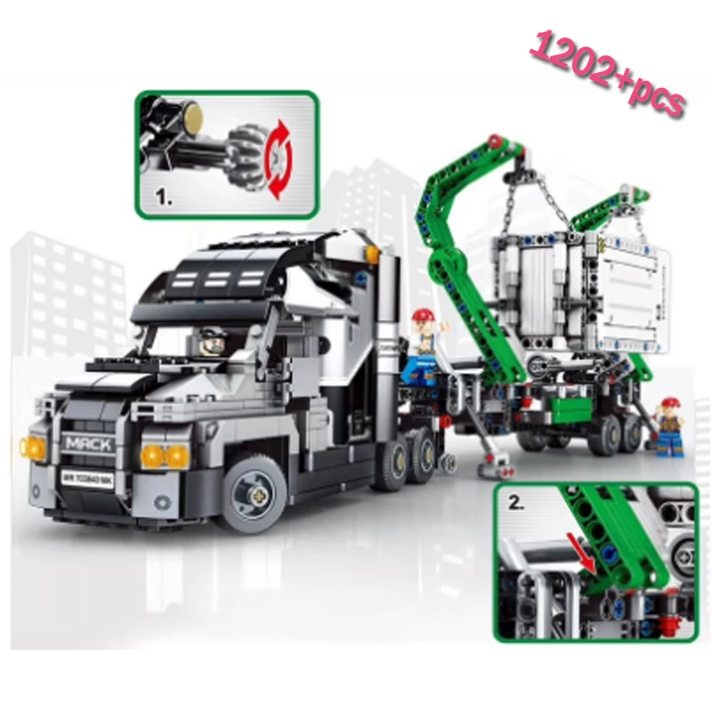 

1202PCS City Container Truck Vehicles Car Building Block Compatible Technic Car Bricks DIY Educational Toy for Children