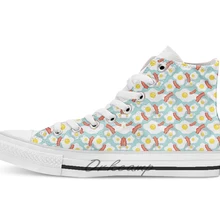 Яйца и бекон дизайн дышащие Повседневные высокие на шнуровке холщовая обувь кеды