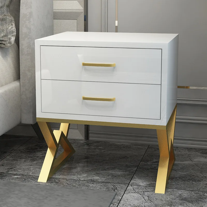 

2019 White Modern Iron Casting Golden Nightstand Coffee End Bedside Table Home Furniture Nightstand Cabinet Cupboard Bed Room