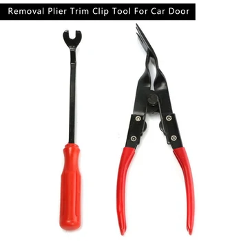 

2pcs/Set Car Door Trim Clip Remover Car Interior Door Panel & Trim Clip Removal Plier Upholstery Remover Pry Bar Tools