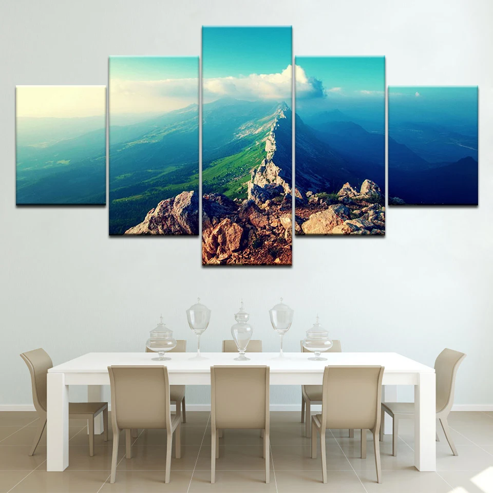 

Art sunrise sea beach painting 5 Panels HD Print Wall Art modern Modular Poster art Canvas painting for Living Room Home Decor