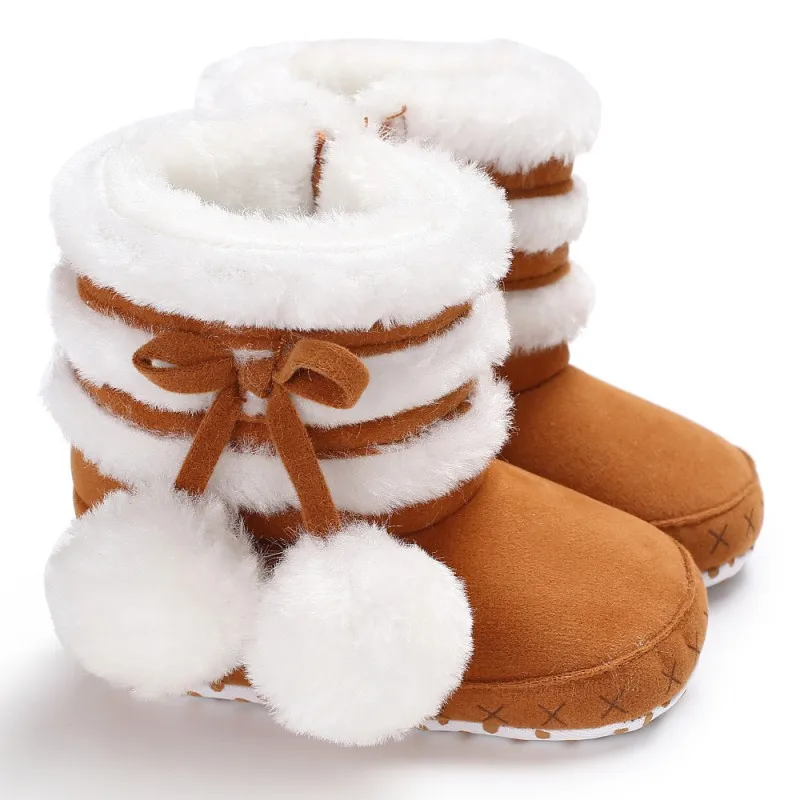 Baby Boots Winter Newborn Snow Boots Classic Sneakers Warm Soft Bow Baby Plus Down Warm Boots Children Shoes