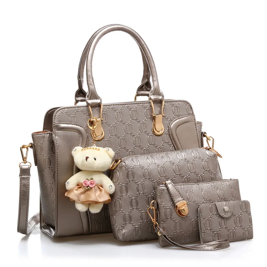 

Wholesale Fashion Handbag PU Leather Women Bag 4 Piece Set Women