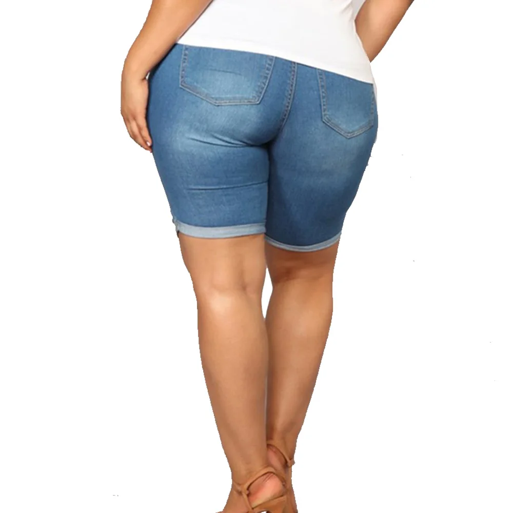 Wipalo женские плюс размер рваные потертые повседневные джинсовые шорты со средней талией шорты скинни модные летние шорты 5XL
