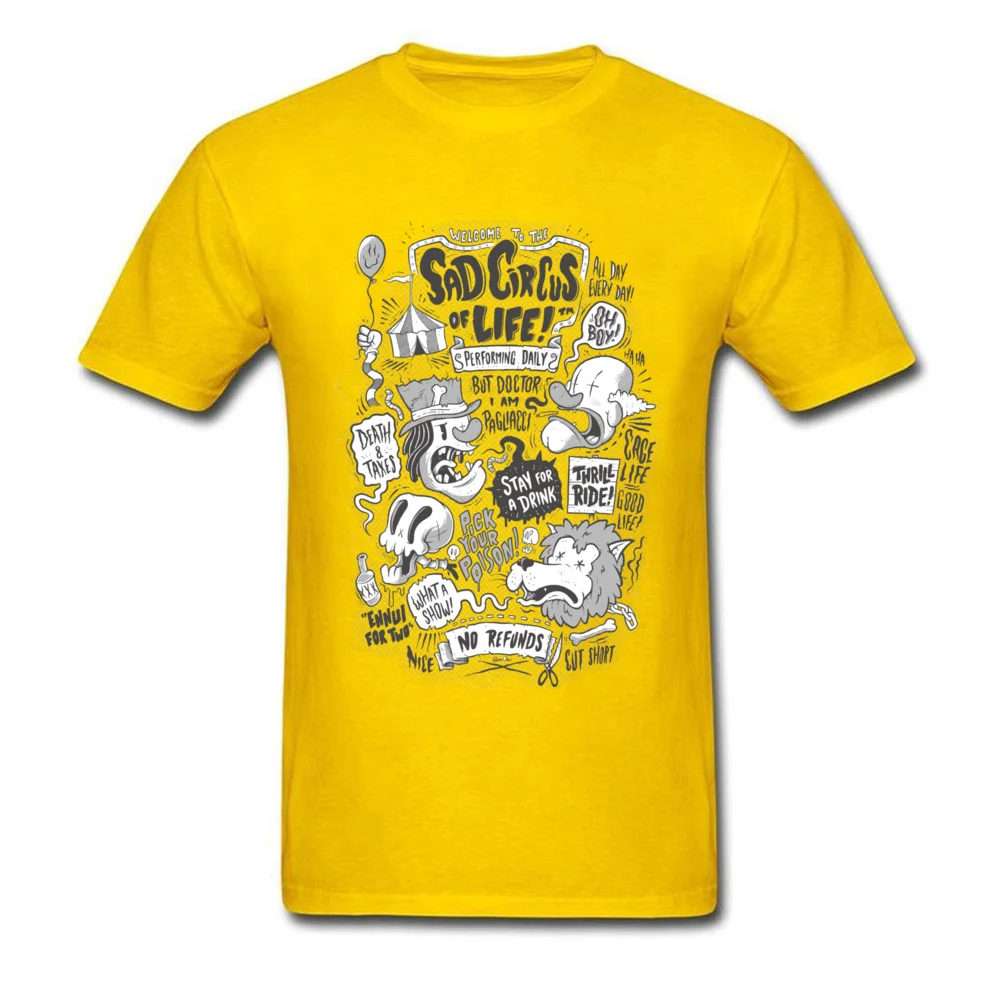 2018 Fashion Men's Top T-shirts Round Neck Short Sleeve 100% Cotton Sad Circus Tees Slim Fit Top T-shirts Drop Shipping Sad Circus yellow