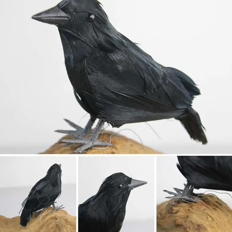 

Raven Feather Art Artificial Crow Crafts Prop Halloween Bird Realistic Party Artificial Crow Decoration