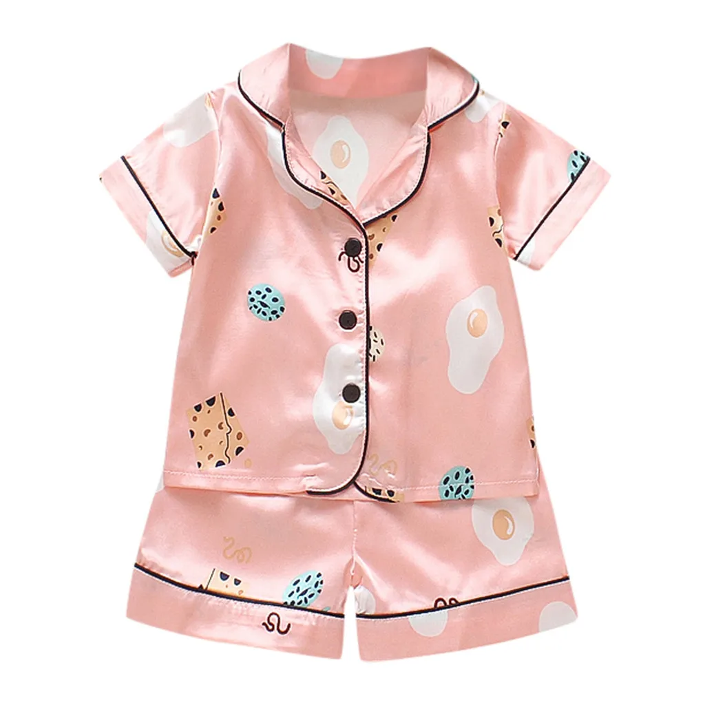 Одежда для сна для маленьких девочек; коллекция года; детские пижамы с героями мультфильмов для маленьких мальчиков и девочек; комплект одежды: футболка и шорты(розовый - Цвет: 18-24 Months