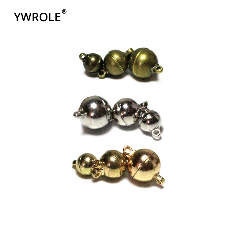 

Silvery Golden Copper Colors Ball Magnetic Clasps Leather Cord Bracelets Connectors For DIY Necklace Jewelry Making 10pcs/lot
