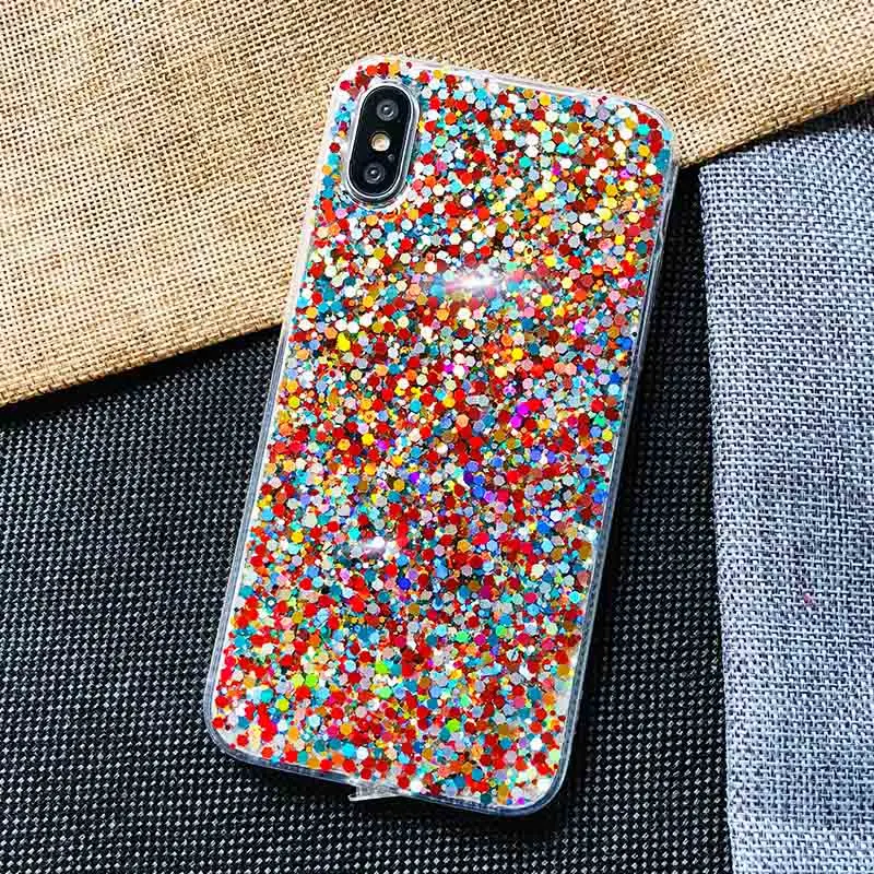 Kerzzil красочные блестящие Блестящие Блестки Чехлы для iPhone X XR XS Max Чехол Мягкий