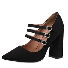 2017 Frühlings-neue Modische Frau High Heels Sexy Spitz Schnalle Mary Jane Schuhe Weibliche Party Pumps Wildleder schwarz weiß