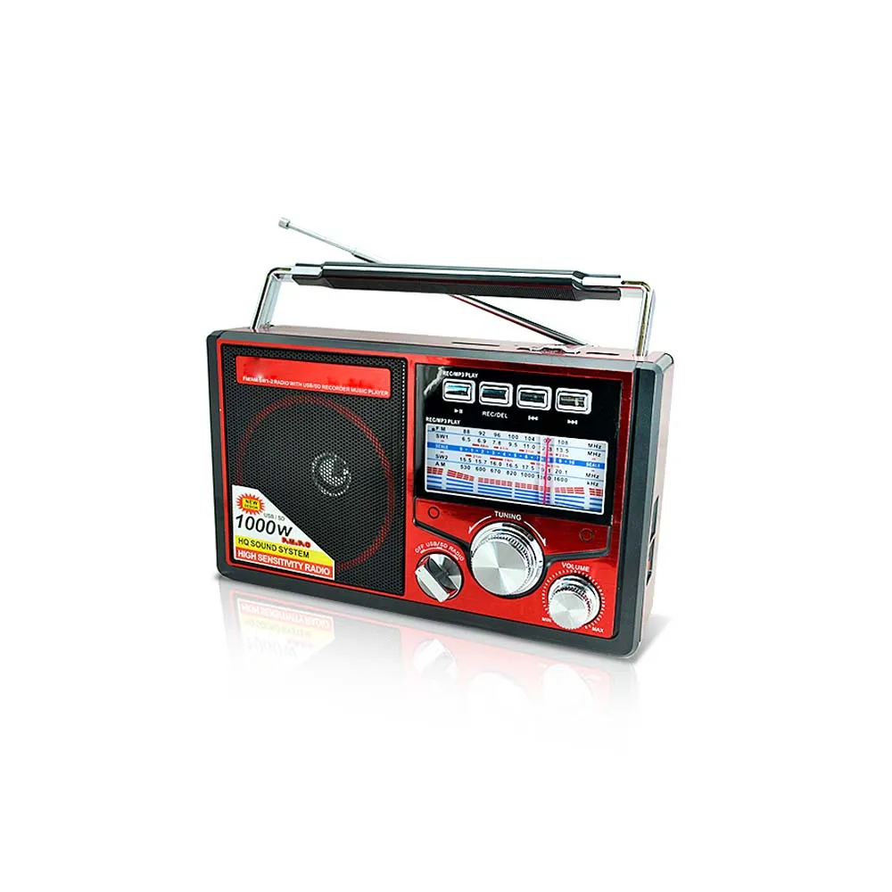 Wangxirou-us Portable 21 Bands FM//AM//SW Radio Rechargeable Radio Receiver Speaker MP3 Music Player Support USB//TF Card