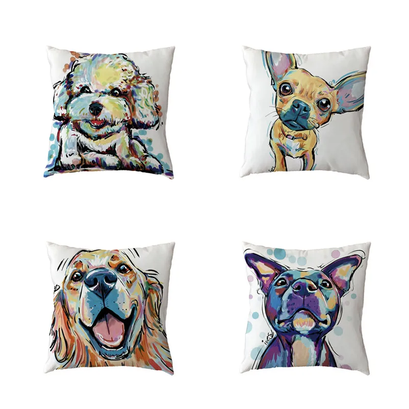Home Garden Cute French Bulldog Cushion Cover Pillow Case Sofa