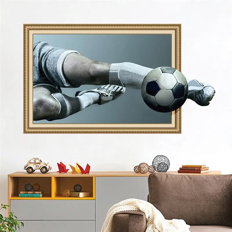 Best Creative 3D Wall Sticker Waterproof Football Picture Frame Self Adhesive Removable Sticker Wall Decal Mural Sticker