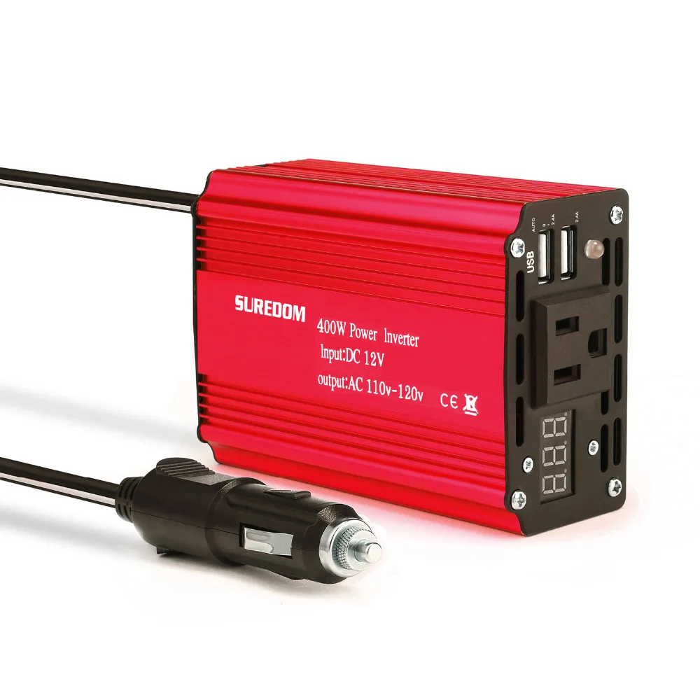 

Car Inverter 400W Voltage Transformer 12V to 110V 120V 60Hz with 2USB and USA Socket Charger