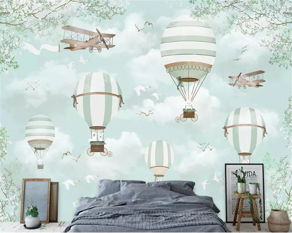 

beibehang wallpaper for walls in rolls Wall mural cartoon hot air balloon home interior background wall papier peint mural 3d