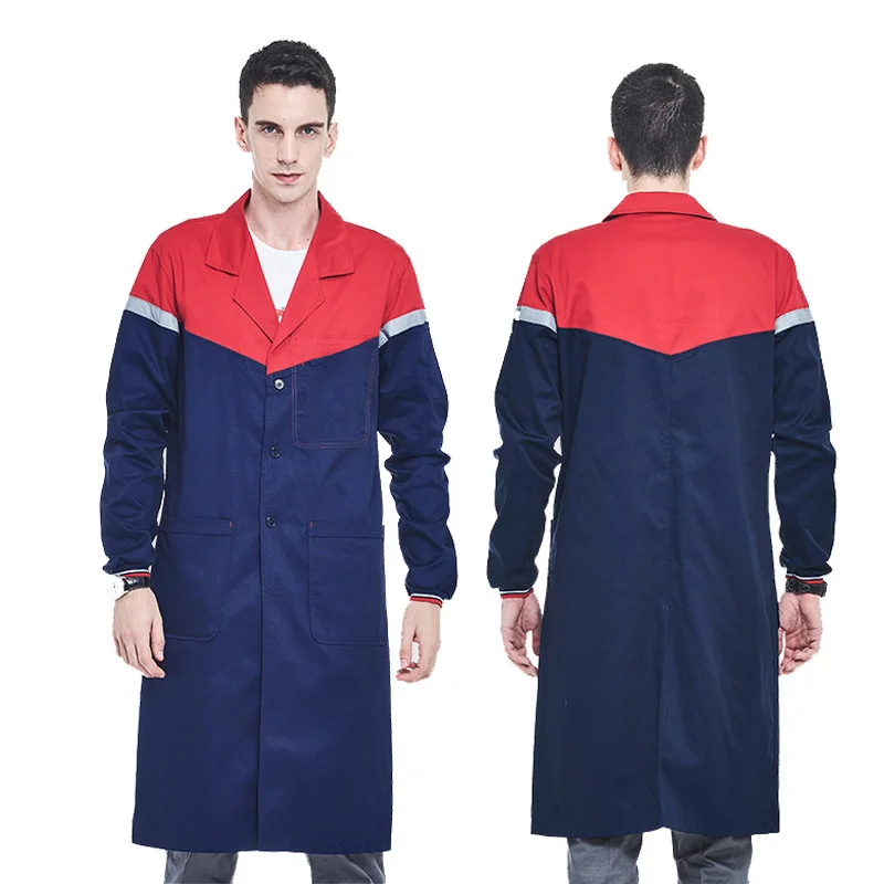 Buy Men's Blue Shop Coat With Reflective tapes Lab